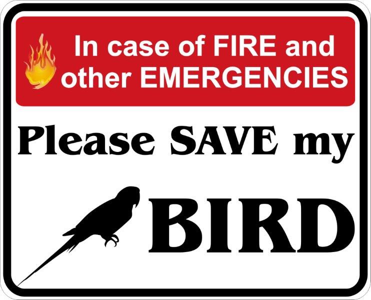 In Case of Fire, Save My Bird Decal