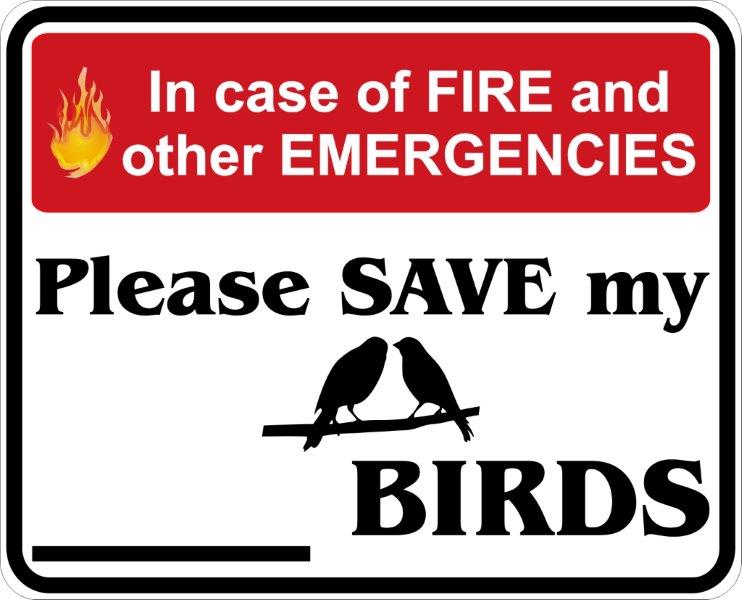 In Case of Fire, Save My Birds Decal