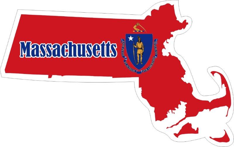 Massachusetts Map Flag Decal
