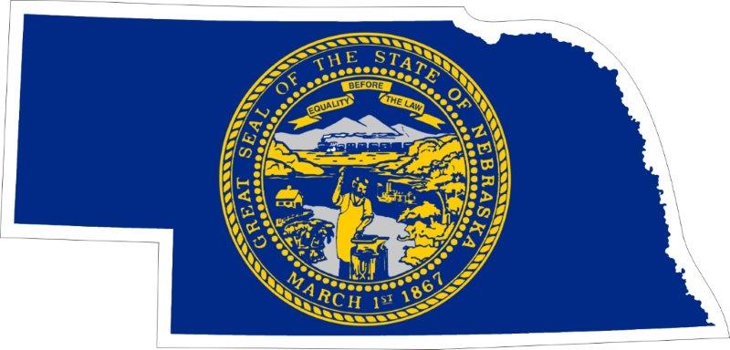 Nebraska Map Flag Decal