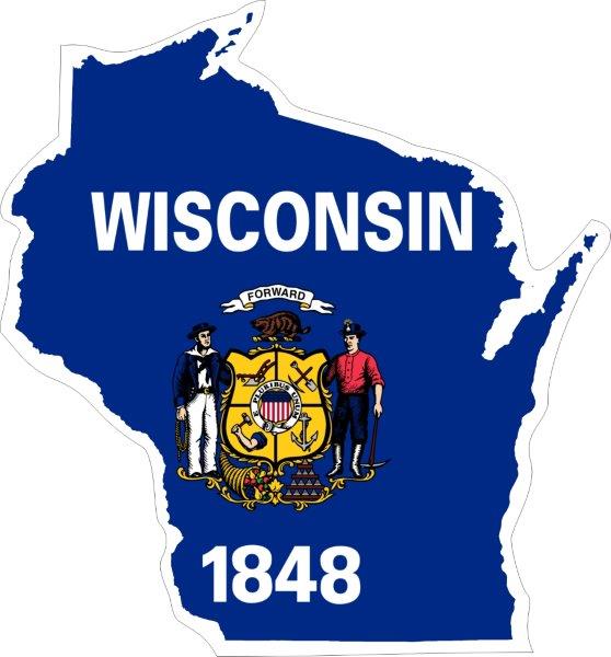 Wisconsin Map Flag Decal