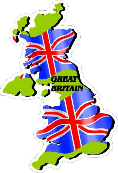 United Kingdom (Great Britain) Map Flag Decal